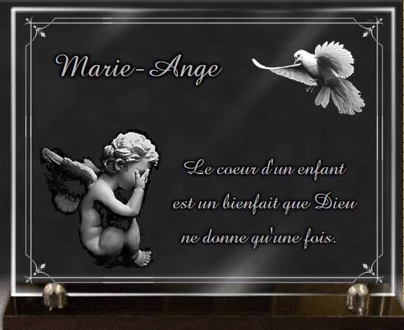 Plaque funeraire Plaque funeraire ange et colombe