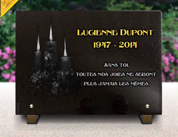 Plaque funeraire Un joli dessin de bougie, gravé sur une plaque funéraire.