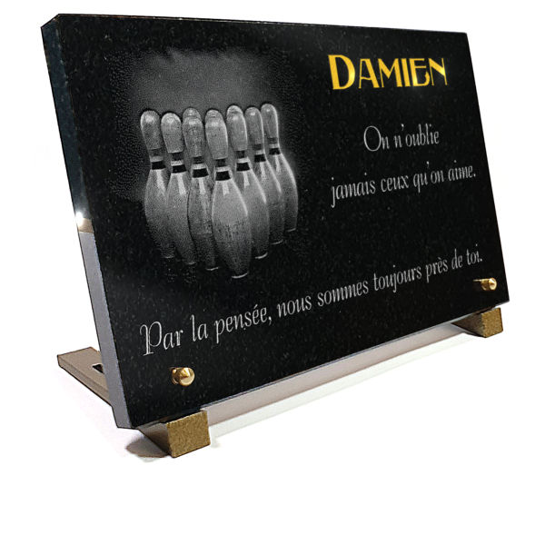 Plaque funeraire Une plaque funéraire personnalisable pour les passionnés de bowling