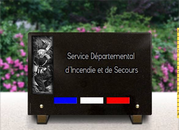 Plaque funeraire Plaque funeraire Sapeur-Pompier, drapeau tricolores