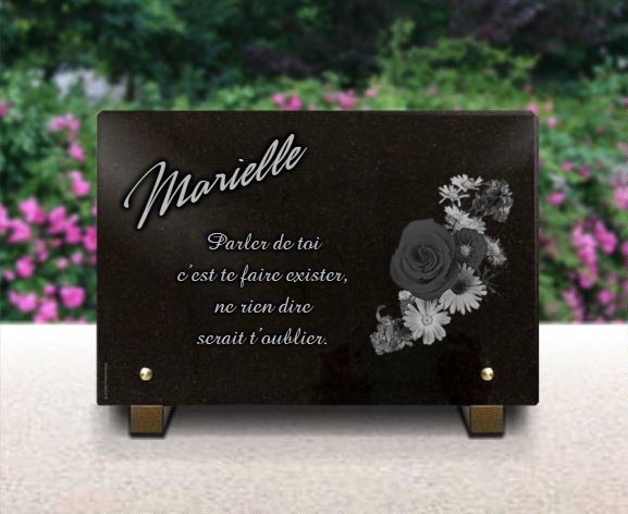 Plaque funeraire Bouquet de fleurs, roses et marguerites