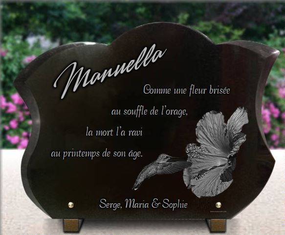 Plaque funeraire Hibiscus et colibri