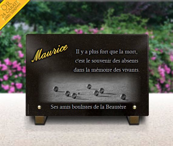 Plaque funeraire Boules de pétanque pour bouliste.