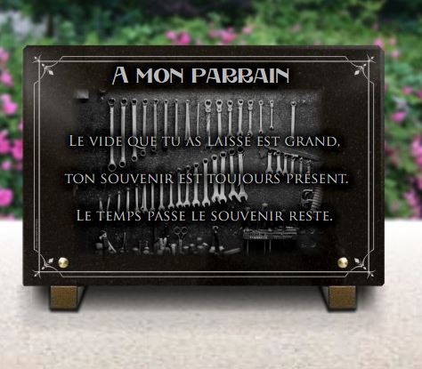 Plaque funeraire Outils et clés de mécanique pour atelier, garage automobile ou bricoleur