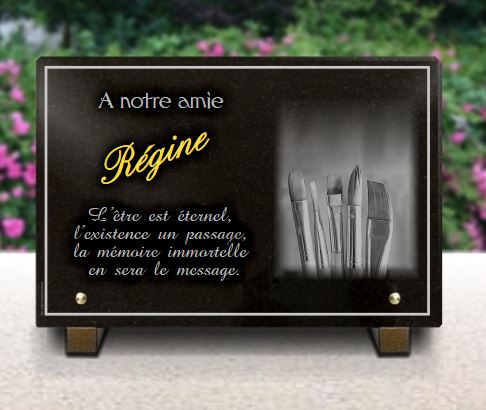 Plaque funeraire Pinceaux pour tombe artiste peintre