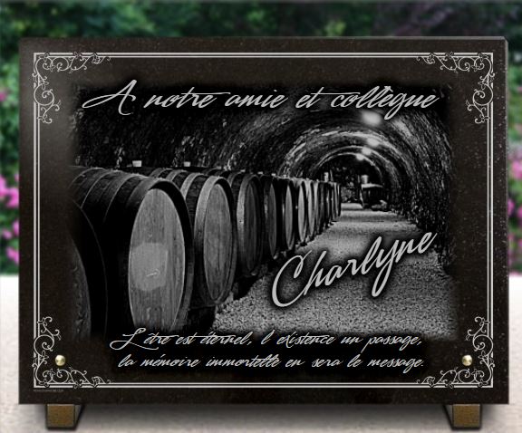 Plaque funeraire Cave et chai à vin avec tonneaux. Pour caviste, oenologue, vigneron ou viticulteur. Bordeaux