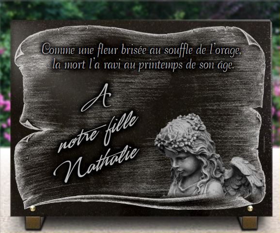 Plaque funéraire Ange pour tombe denfant et bébé