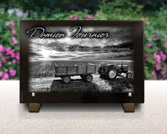 Plaque funéraire Tracteur agriculteur campagne ferme cultivateur